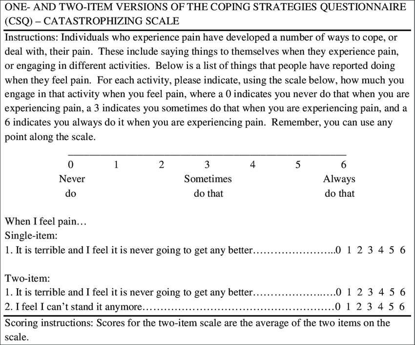 Coping strategies questionnaire revised pdf template